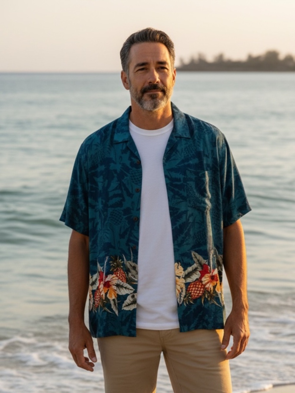 ⭐️ EMERGENCY EXIT Mens Hawaiian Shirt Blue Floral - size M